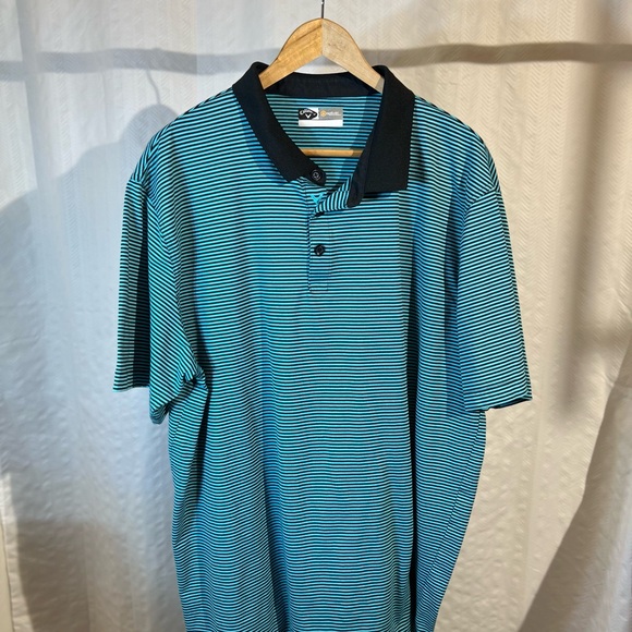 Callaway Opti-Dri Teal and Black Striped Golf Polo - Picture 1 of 5